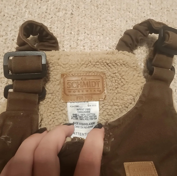 Schmidt workwear for kids overalls brown size 18mos NWOT - Picture 2 of 5